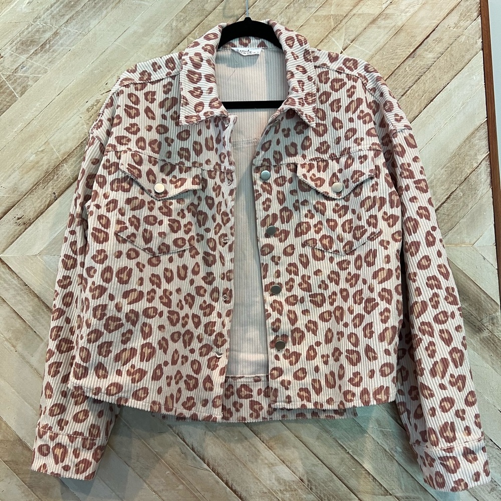 Emily Wonder Corduroy Cheetah Print Jacket